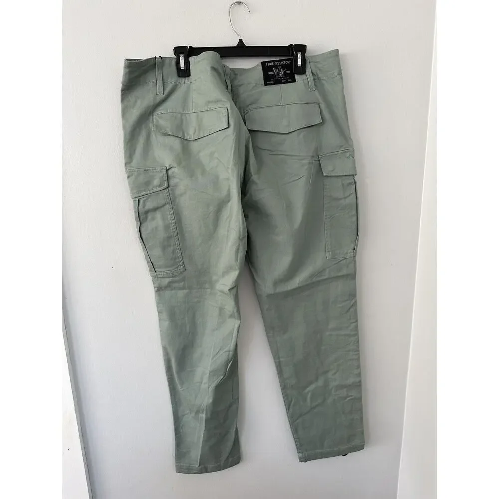 True Religion Men's Cargo Pants Tapered Desert Pine Green NWT Size 40